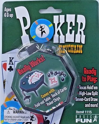 POKER Keychain TEXAS HOLD EM Keyring Cards Miniature Table Chips Casino Game NEW • $14.95