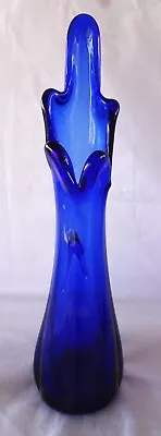 Vintage Mid Century 5 Fingered Colbolt Blue Swing Vase • $30