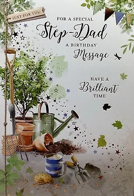 STEP DAD BIRTHDAY GREETING CARD GARDEN 7”x5” FREE P&P • £1.99