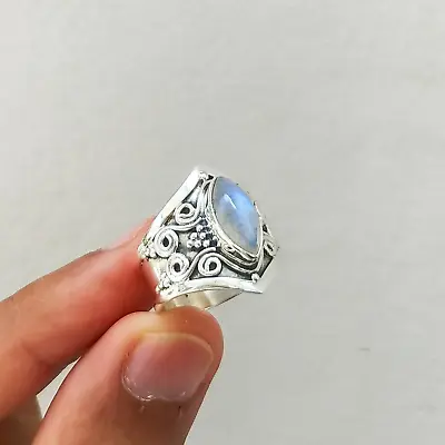 Moonstone Gemstone Ring 925 Sterling Silver Beautiful Boho Gift Jewelry KB-290 • $8.06