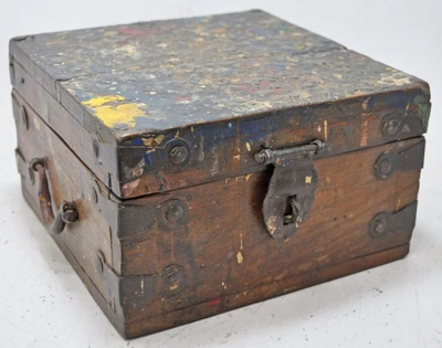 $79 • Buy Vintage Wooden Square Storage Chest Box Original Old Hand Crafted
