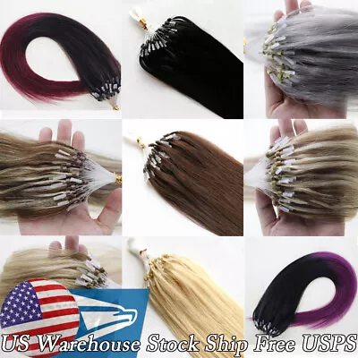 Micro Ring Human Hair Extensions Loop Microbeads Link Premium Remy Hair 100-200s • $38