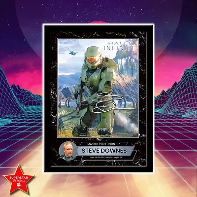 £9.99 • Buy Halo Infinite Master Chief Steve Downes Autograph Gaming Poster Wall Art Framed