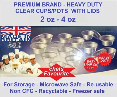 500 SATCO Round Clear Plastic Food Storage Container Pots & Lids Deli Sauce Tubs • £35