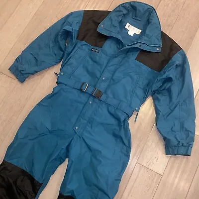 Columbia Ski Suit Mens LARGE One Piece Snowsuit Snow Bib Retro Vtg Green Shell • $129.99