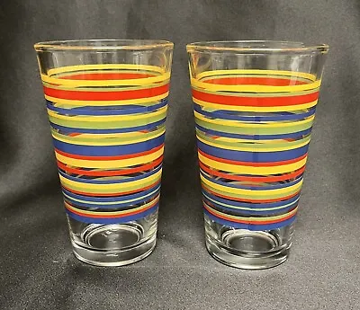 $11.99 • Buy Fiesta Ware Coordinates 14 Ounce Cooler Glasses Tall Tumblers Set Of 2 By Libbey