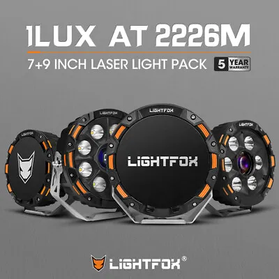 Lightfox 7 +9  Osram Laser LED Driving Spot Lights Black Round Offroad Truck SUV • $879.95