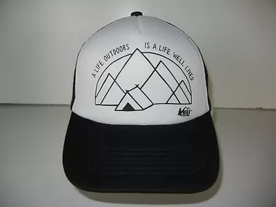 REI Black  A LIFE OUTDOORS IS A LIFE WELL LIVED  TRUCKER HAT Hike Camping Cap • $14.39