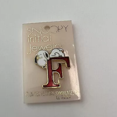 Vintage Peanuts Snoopy Pin By Aviva Letter Alphabet Initial  F  Red Metal 1970s • $9.95