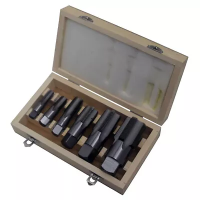 Drill America DWTPT181SET Carbon Steel Npt Pipe Tap Set In Wood Case 1  - 1-1/2  • $56.13