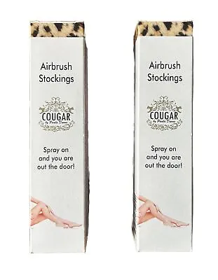 2 X Cans Of Cougar Airbrush Stockings Fake Tan In A Can Leg/Body Spray 75ml Each • £6.95