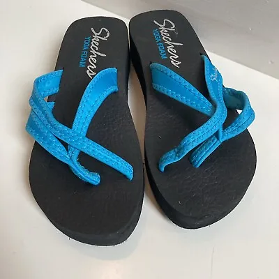 Skechers Yoga Foam Flip Flops 9 Women’s Blue Black • $20