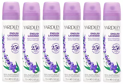 6 X Yardley ENGLISH LAVENDER Body Spray Fragrance 75ml • £10.99