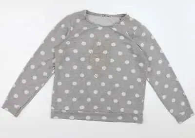 £5.25 • Buy Debenhams Womens Grey Crew Neck Polka Dot Cotton Pullover Jumper Size 14 - Owl