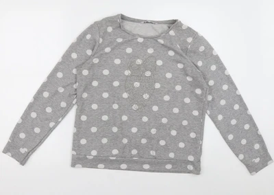 £5.25 • Buy Debenhams Womens Grey Crew Neck Polka Dot Cotton Pullover Jumper Size 14 - Owl