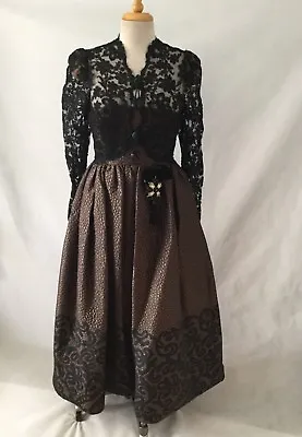 Magnificent Oscar De La Renta Vintage Black Lace & Brown Gown-size 8! Rare! • $399