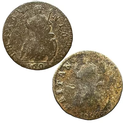 1694 & Rare 1698 Farthing Coins William Iii & Mary ** Collection ** • £0.99