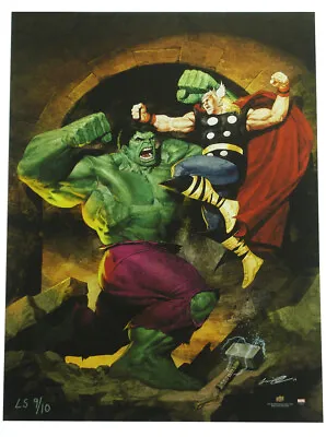 Thor Vs Hulk Upper Deck Authenticated Giclee Print Variant Ariel Olivetti Marvel • $199.95
