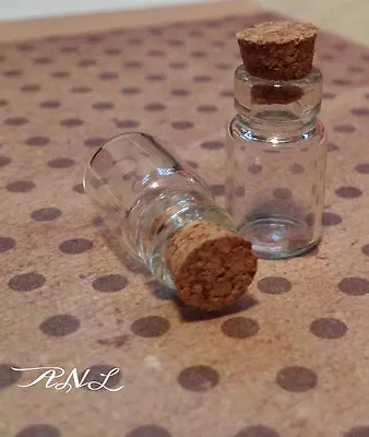 Glass Vials BULK Glass Vials Corked Vials Tiny Glass Bottles Miniature Vials 25 • $7.99