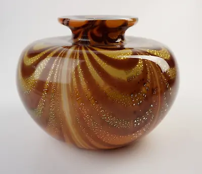 Solid Murano Glass Vase Pulegoso/EFESO Ercole Barovian Gold Particles 1.22kg • £206.32