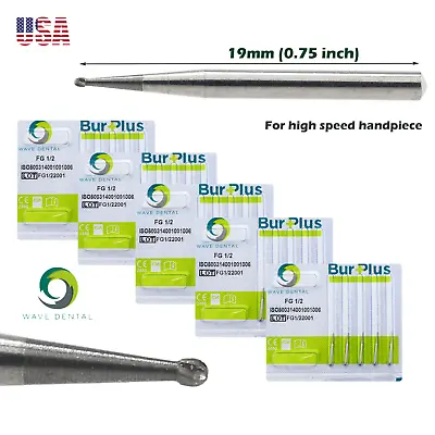 25Pcs WAVE DENTAL 1/2 ROUND BURS Carbide Burr High Speed FG Friction Grip 19mm • $83.21