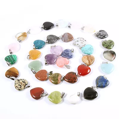 Hot Charms Crystal Heart Necklace Stone Pendant Healing Chakra Reiki Beads 50pcs • $19.76