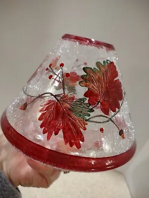 £34.69 • Buy  Vintage YANKEE CANDLE  SHADE Cranberry Flowered Crackle Glass  Gorgeous.  Y4