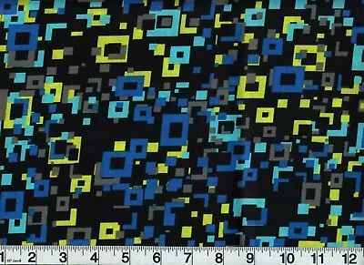 Vintage Geometric Fabric Multi-Color On Black Out Of Print Free Shipping • $6.21