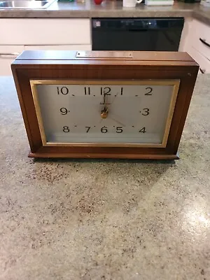 Vintage SUNBEAM Electric Alarm Desk Clock Model B009 Wood Case WORKS - See VIDEO • $15