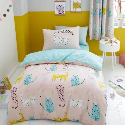 £14.95 • Buy Catherine Lansfield Kids Cute Cats Reversible Easy Care Duvet Cover Set
