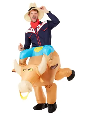 Inflatable Bull Rider Costume Adults Novelty Fun Mens Ladies Fancy Dress • $81.35