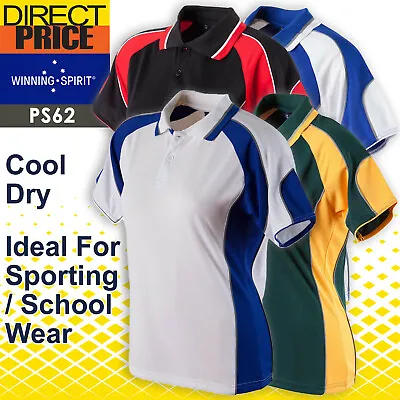 Ladies Polo Shirts CoolDry Short Sleeve Contrast Panels Work Office Gym PS62 • $22.95