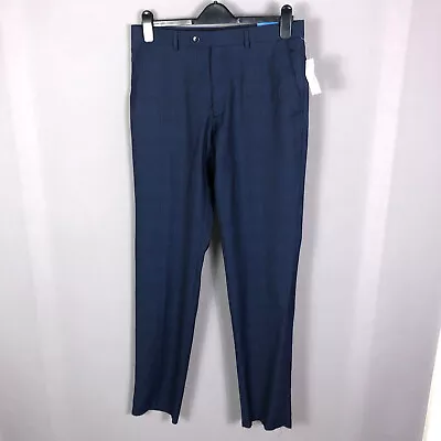 Vince Camuto Navy Plaid Slim Fit Wool Dress Pants Size 31W • $35