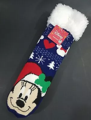 Christmas DISNEY MICKEY MOUSE FUZZY SLIPPER SOCKS NEW OSFM NWT • $13.49