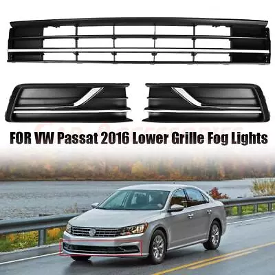 Front Bumper Lower Grille & Fog Light Bezels Set For VW Passat S Sedan 2016-2019 • $87.99