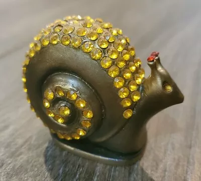 Mud Pie 2  Jeweled Snail Magnetic Trinket Box Yellow And Red Stones • $16.99