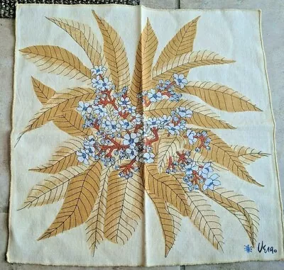 Vintage VERA NEUMANN Set Of 2 Cloth NAPKINS Leaves & Flowers Yellow Ladybug • $18.99