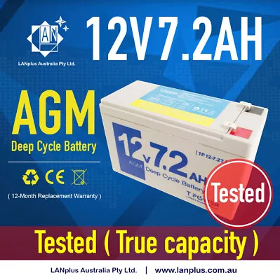 Tpower 12v 7.2ah Alarm UPS AGM Deep Cycle Battery 49CCA 12volt  7ah Fishing Boat • $29.99