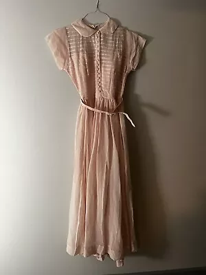 Vintage Sheer Maxi Dress Size M Pink Cotton Prairie Or Vtg Prom 40s/50s • $99