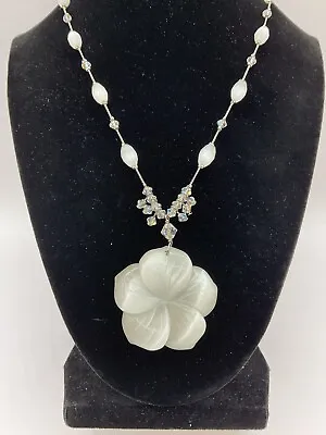 Dabby Reid Fiber Optic Glass Flower Necklace Crystal & Glass Bead Stations • $35