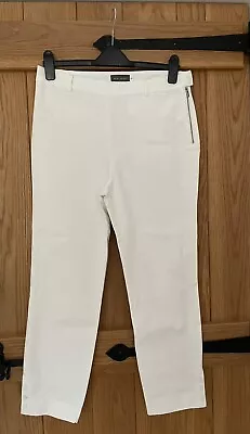 Mint Velvet White Tapered Leg Cotton Elastane Trousers UK12R Excellent Condition • £10