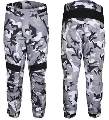 £32.99 • Buy Clearance Sale Motorcycle Trousers Armour Camo Grey/White Motorbike Cordura Pant