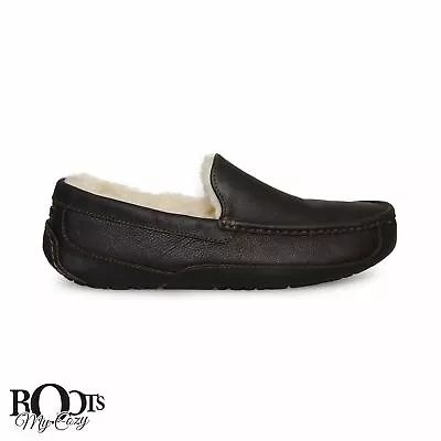 Ugg Ascot Dark Spice Leather Casual Moccasin Men's Slippers Size Us 10/uk 9 New • $89.99