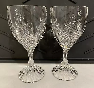 Set Of 2 Mikasa Crystal Christmas Tree Water Wine Goblets Glasses 6.75  • $9