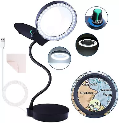 Magnifying Glass With Light And Stand 10X 20X Magnifying Desk Lamp With Brig... • $49.55