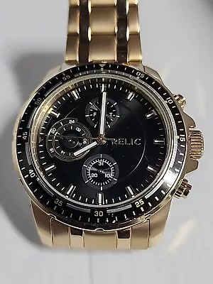 Mens Relic ZR15834 Gold Tone Multifunction Watch Appears New!! (499) • $4.26