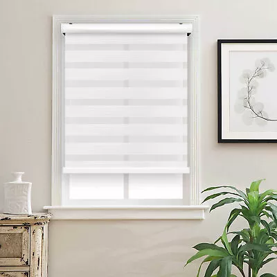 Cordless Zebra Roller Blinds Shades Sheer Or Privacy - White 20  To 72 W X 72 H • $39.99