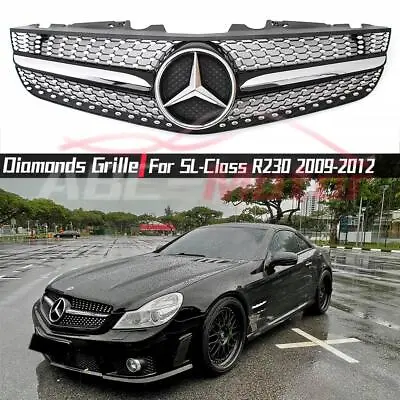 Chrome Black Diamonds Grille For Benz SL-Class R230 2009-2012 SL500 SL550 SL600 • $239