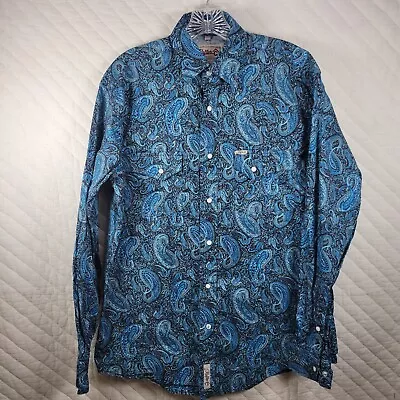 Rafter C Shirt Mens Small S Blue Paisley Long Sleeve Pearl Snap Western • $23.88