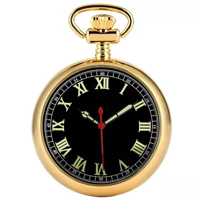 Retro Pocket Watch Luminous Arabic Numerals Open Face Mechanical Hand Winding • $18.39